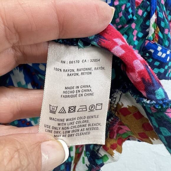 Maeve Anthropologie Womens Topoxte Geometric Drop Waist Boho Tunic Blouse Size 6 - Picture 10 of 13